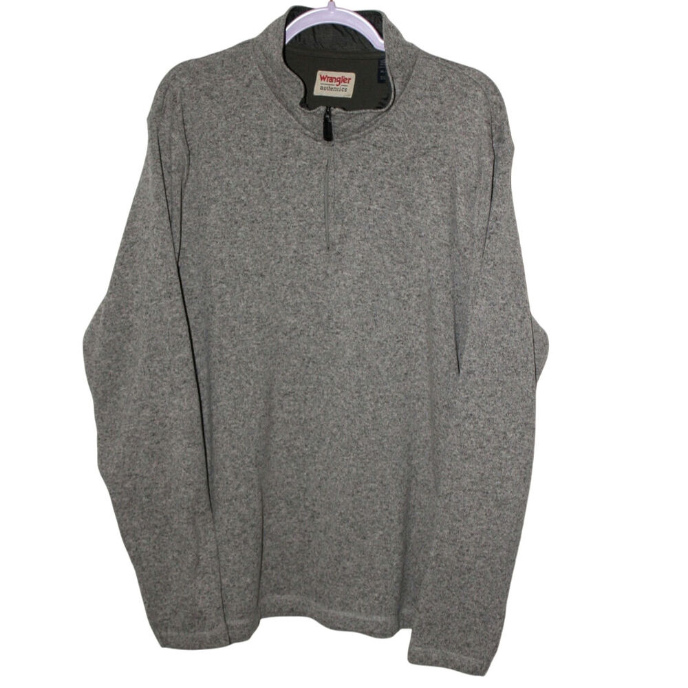Wrangler Authentics Turtleneck Half Zip up Grey Pullover Sweater XL